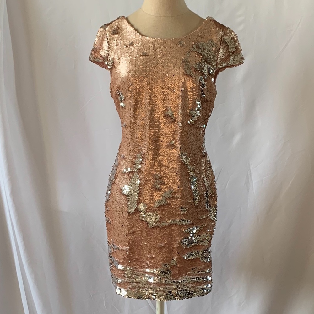Mini Bronze and Silver Sequin Dress